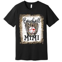 Bleached Baseball Mimi Leopard Game Day Baseball Mothers day Premium T-Shirt