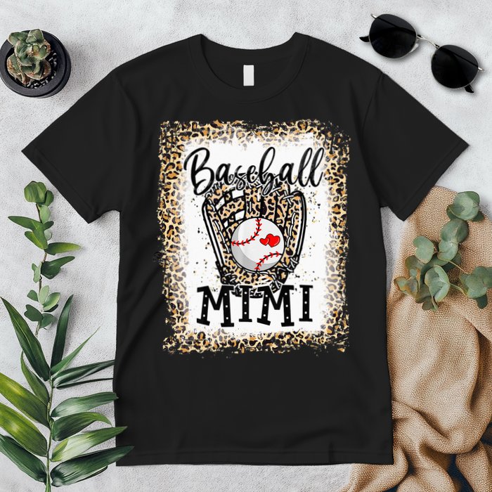 Bleached Baseball Mimi Leopard Game Day Baseball Mothers day Premium T-Shirt
