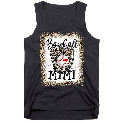 Bleached Baseball Mimi Leopard Game Day Baseball Mothers day Tank Top