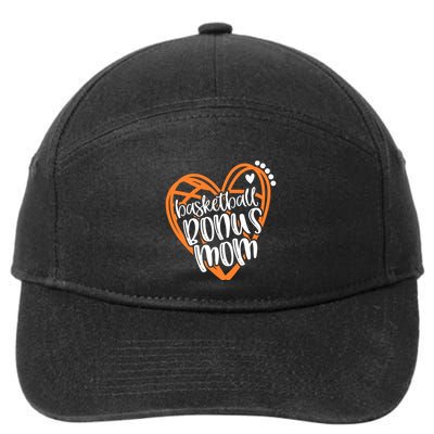 Basketball Bonus Mom Heart Gift Distressed Funny Gift 7-Panel Snapback Hat
