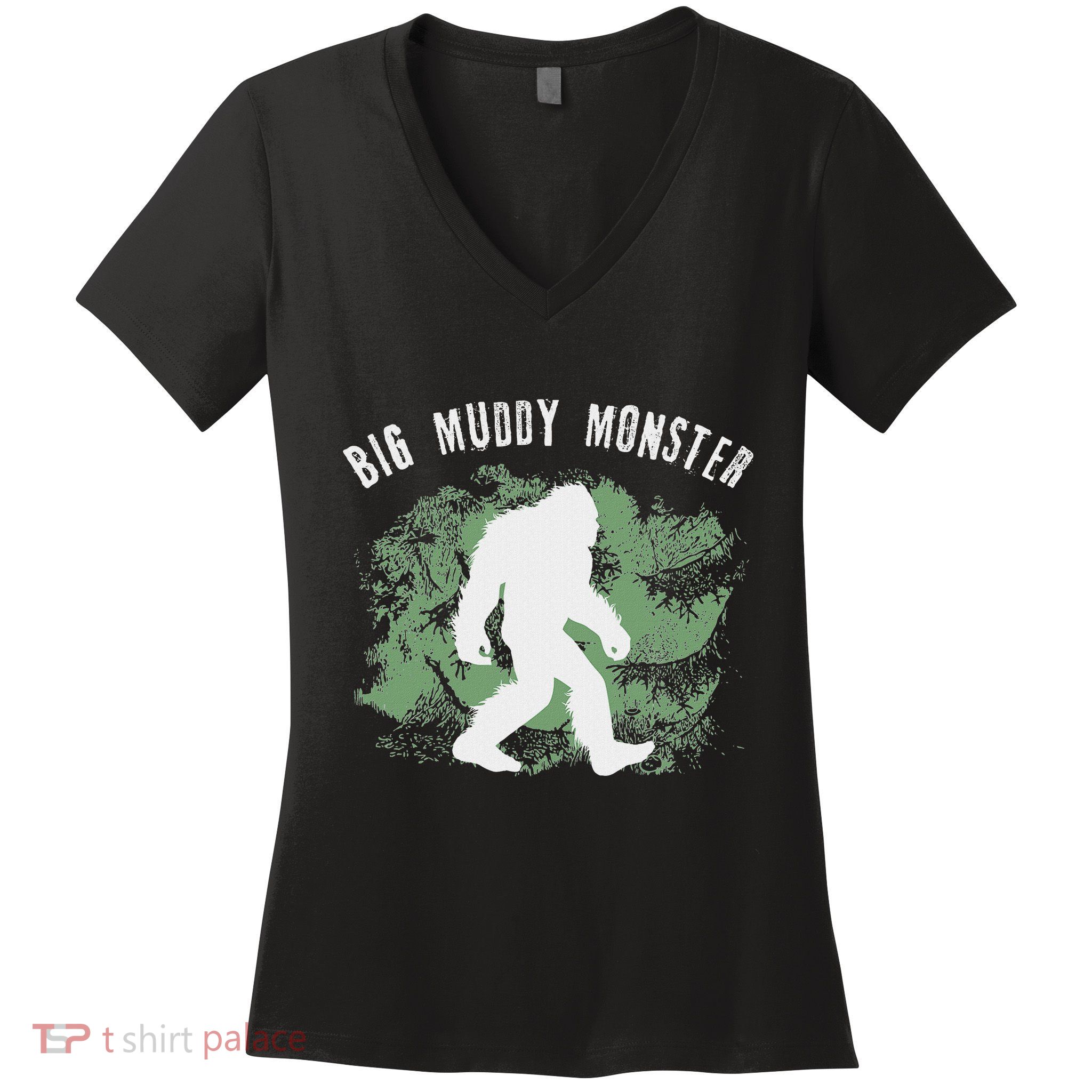 Bigfoot Big Muddy Monster Sasquatch Illinois Cryptid Women's V-Neck T-Shirt