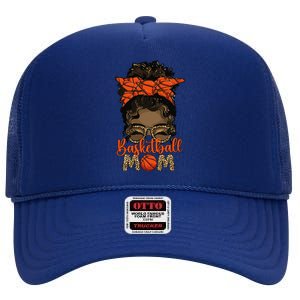 Black Basketball Mom Melanin Mother Of A Basketball Player High Crown Mesh Back Trucker Hat