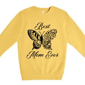 Butterfly Best Mom Ever Family Matching Mothers Day Funny Gift Premium Crewneck Sweatshirt