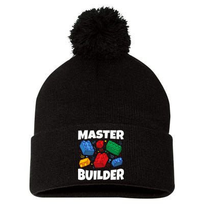 Blocks Brick Master Builder Pom Pom 12in Knit Beanie
