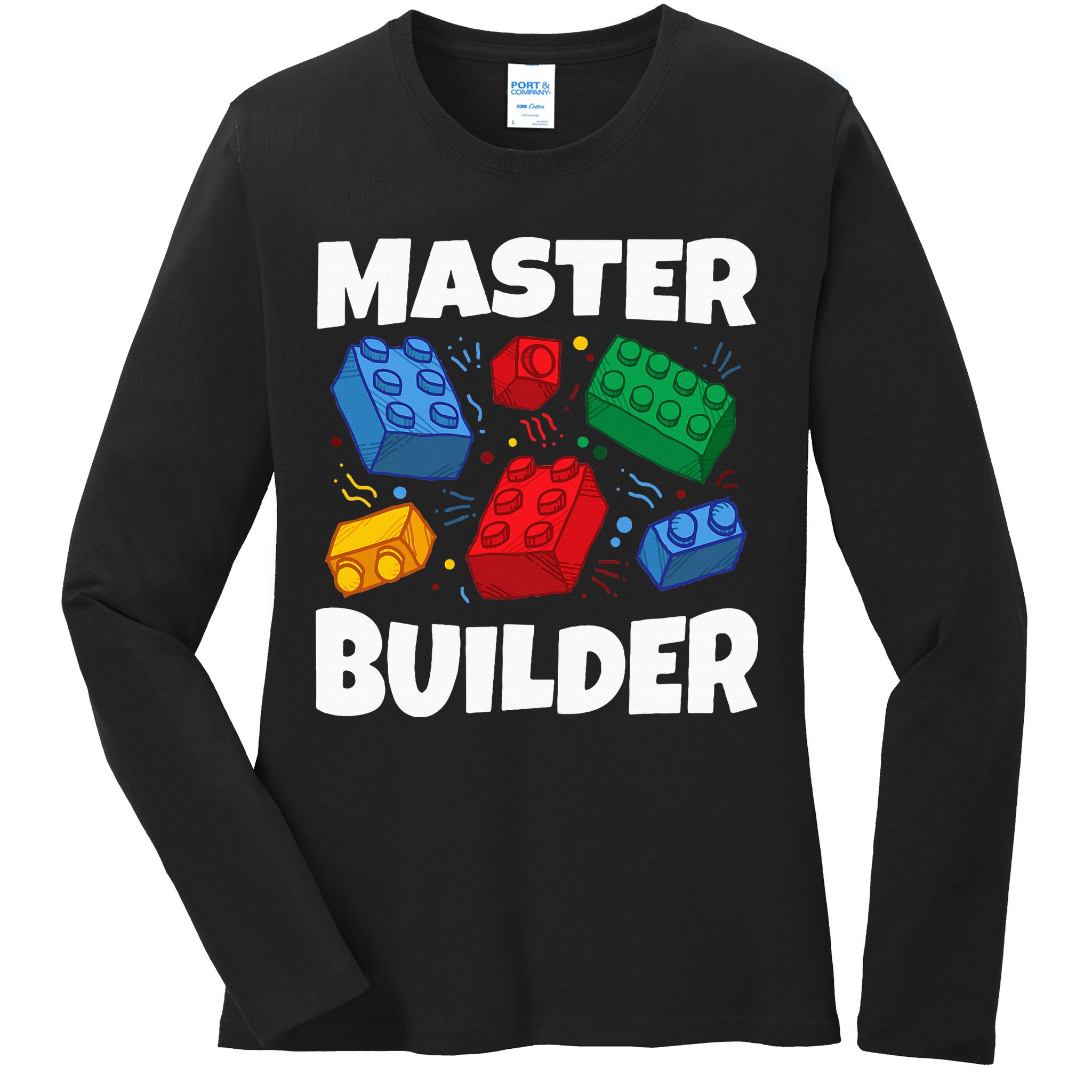 Blocks Brick Master Builder Ladies Long Sleeve Shirt