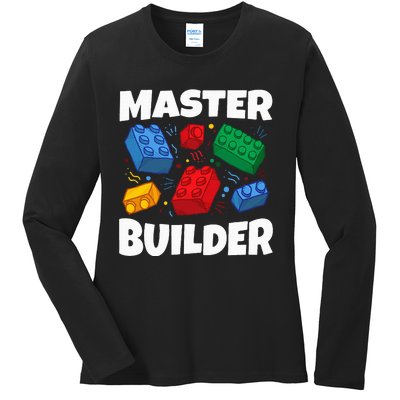 Blocks Brick Master Builder Ladies Long Sleeve Shirt