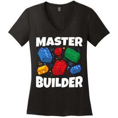 Blocks Brick Master Builder Women's V-Neck T-Shirt