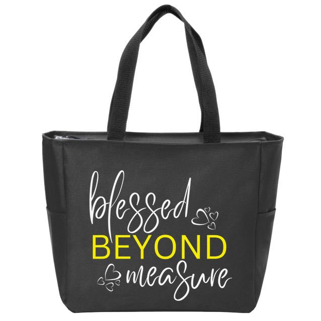Blessed Beyond Measure Faith Blessed Christian Zip Tote Bag