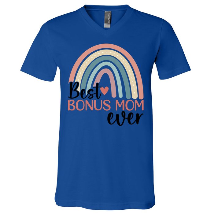 Best Bonus Mom Ever Boho Rainbow Happy MotherS Day Gift V-Neck T-Shirt