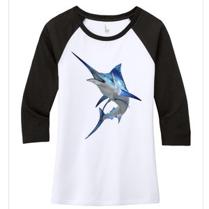 Beautiful Blue Marlin Fishing Women's Tri-Blend 3/4-Sleeve Raglan Shirt