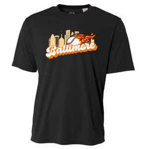 Baltimore Baseball Minimal City Skyline Retro Baseball Lover Cooling Performance Crew T-Shirt