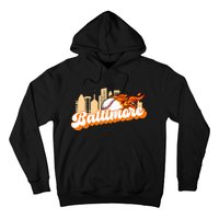 Baltimore Baseball Minimal City Skyline Retro Baseball Lover Hoodie