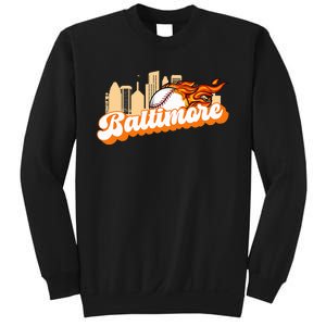 Baltimore Baseball Minimal City Skyline Retro Baseball Lover Sweatshirt