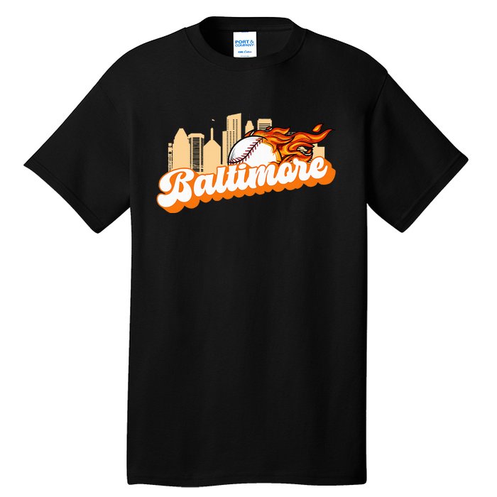 Baltimore Baseball Minimal City Skyline Retro Baseball Lover Tall T-Shirt