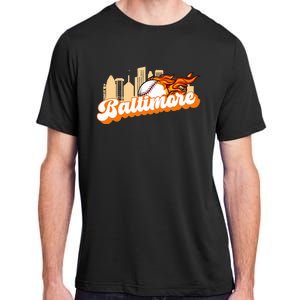 Baltimore Baseball Minimal City Skyline Retro Baseball Lover Adult ChromaSoft Performance T-Shirt