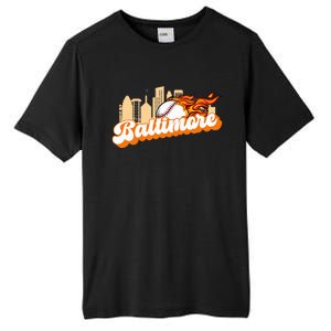 Baltimore Baseball Minimal City Skyline Retro Baseball Lover Tall Fusion ChromaSoft Performance T-Shirt