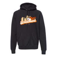 Baltimore Baseball Minimal City Skyline Retro Baseball Lover Premium Hoodie