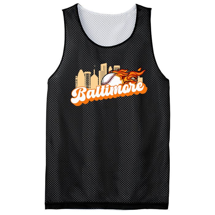 Baltimore Baseball Minimal City Skyline Retro Baseball Lover Mesh Reversible Basketball Jersey Tank