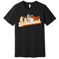 Baltimore Baseball Minimal City Skyline Retro Baseball Lover Premium T-Shirt