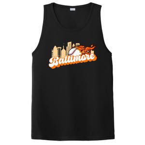 Baltimore Baseball Minimal City Skyline Retro Baseball Lover PosiCharge Competitor Tank