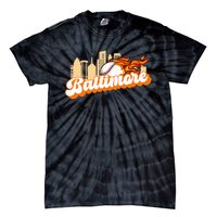 Baltimore Baseball Minimal City Skyline Retro Baseball Lover Tie-Dye T-Shirt