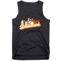 Baltimore Baseball Minimal City Skyline Retro Baseball Lover Tank Top