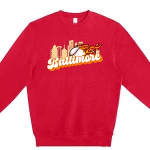 Baltimore Baseball Minimal City Skyline Retro Baseball Lover Premium Crewneck Sweatshirt