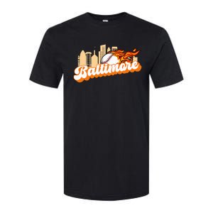 Baltimore Baseball Minimal City Skyline Retro Baseball Lover Softstyle CVC T-Shirt