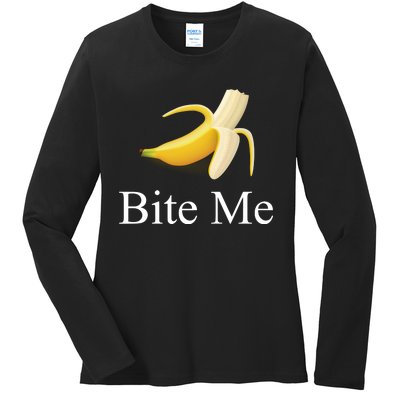 Banana Bite Me Ladies Long Sleeve Shirt