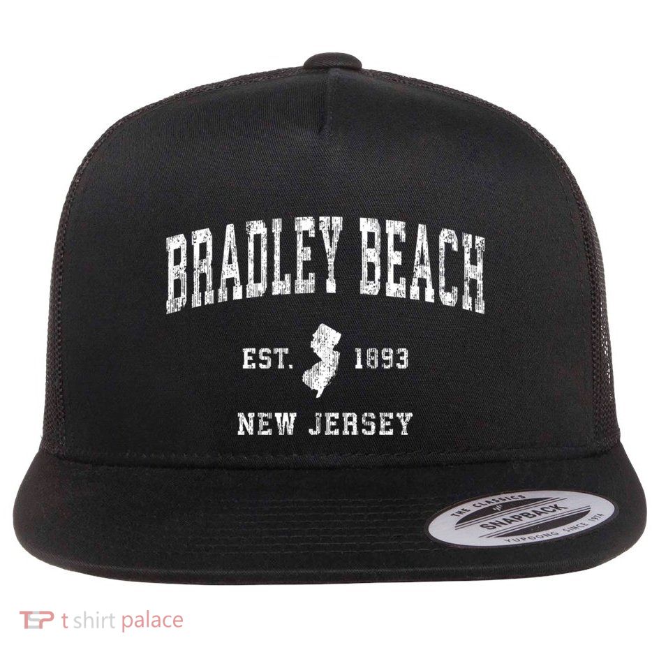 Bradley Beach New Jersey Nj Vintage Athletic Sports Flatbill Hat