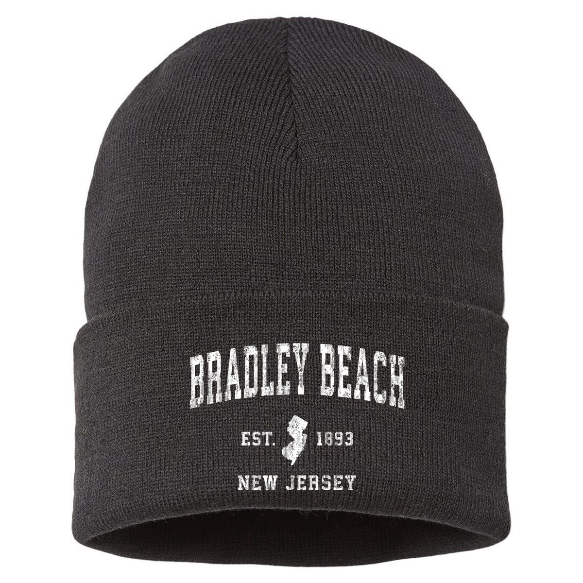 Bradley Beach New Jersey Nj Vintage Athletic Sports Sustainable Knit Beanie