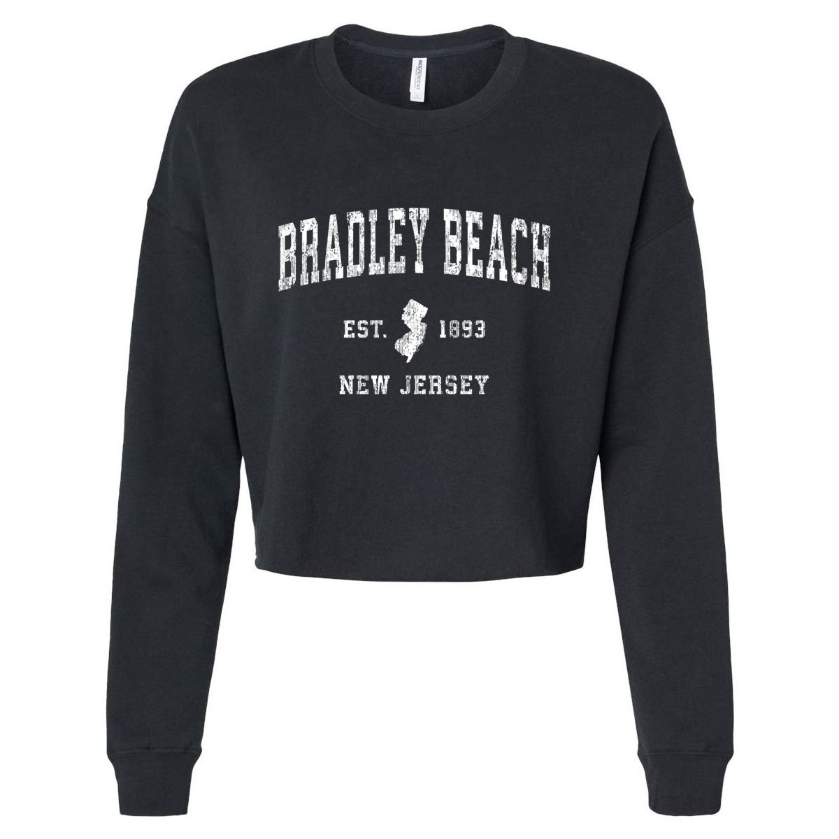 Bradley Beach New Jersey Nj Vintage Athletic Sports Cropped Pullover Crew
