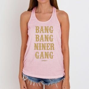 Bang Bang Niner Gang Football San Francisco Sports Women's Knotted Racerback Tank