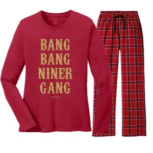 Bang Bang Niner Gang Football San Francisco Sports Women's Long Sleeve Flannel Pajama Set 