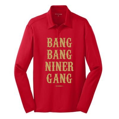 Bang Bang Niner Gang Football San Francisco Sports Silk Touch Performance Long Sleeve Polo