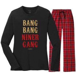 Bang Bang Niner Gang Football San Francisco Sports Women's Long Sleeve Flannel Pajama Set 