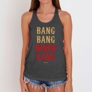 Bang Bang Niner Gang Football San Francisco Sports Women's Knotted Racerback Tank