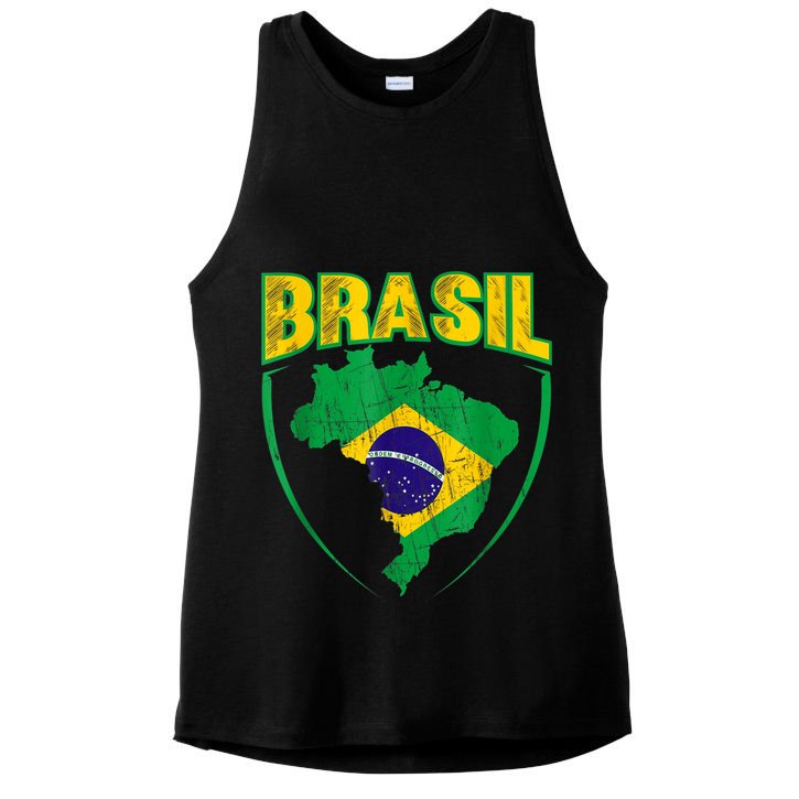 Brasil Brazilian national flag Soccer Jersey Football Ladies PosiCharge Tri-Blend Wicking Tank