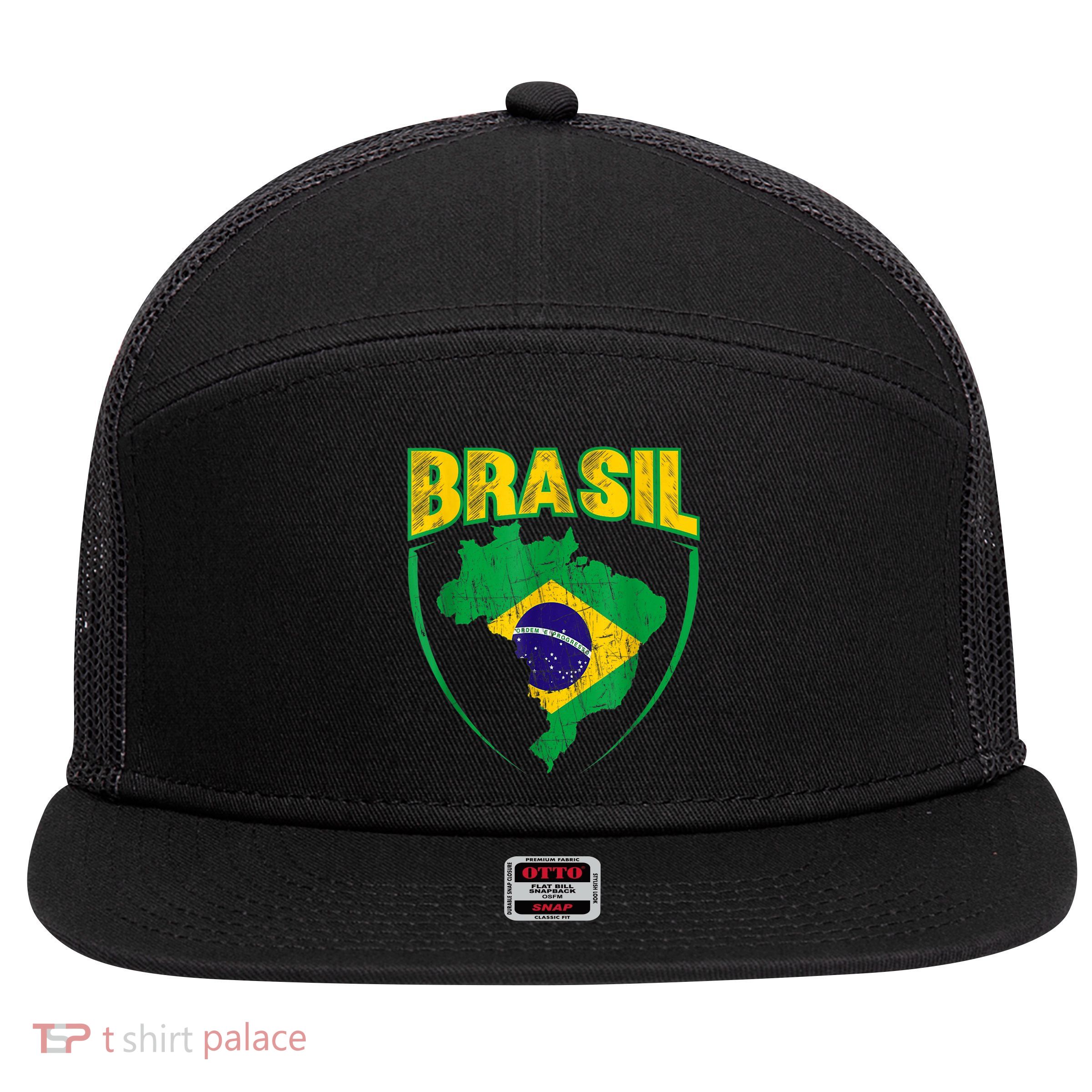 Brasil Brazilian national flag Soccer Jersey Football 7 Panel Mesh Trucker Snapback Hat