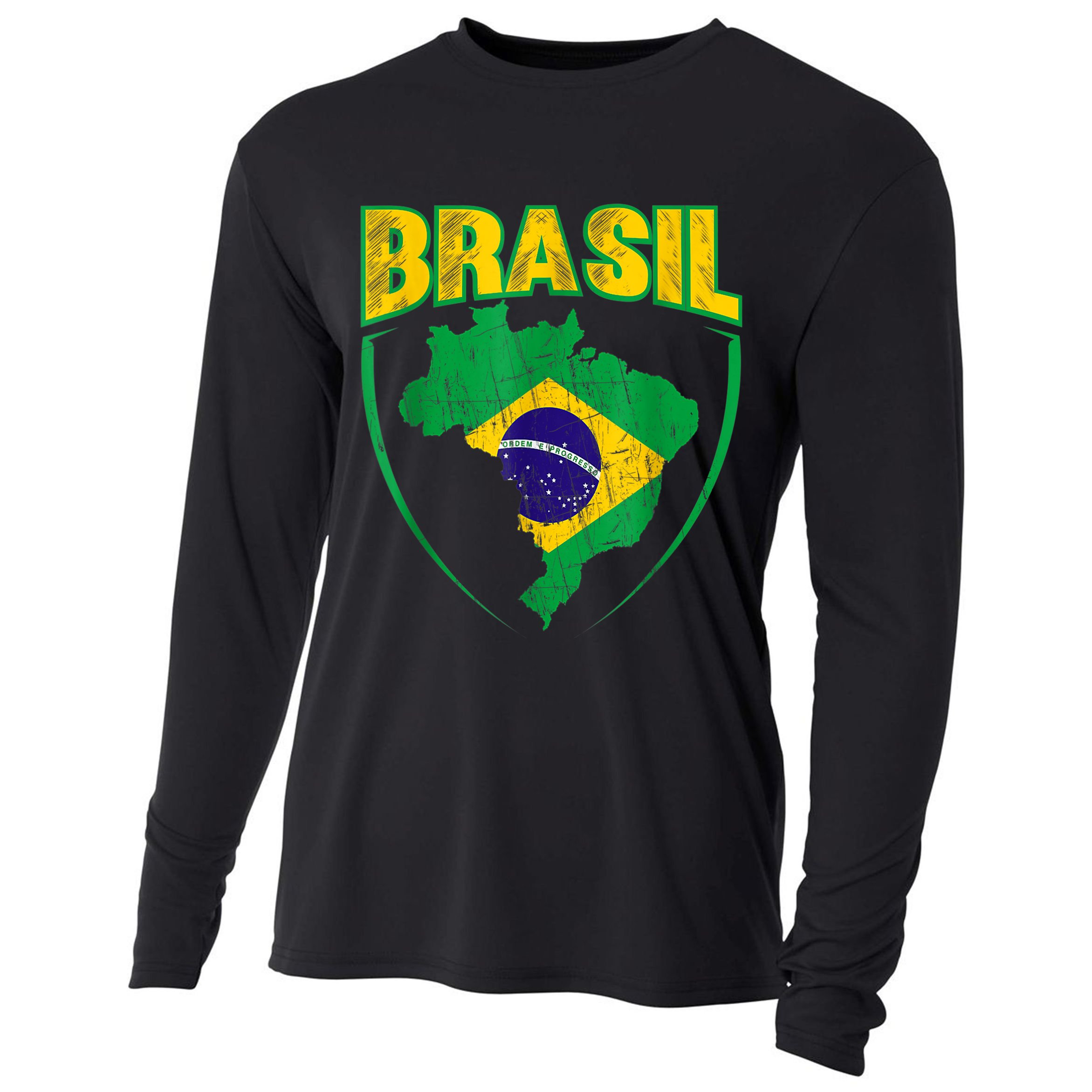 Brasil Brazilian national flag Soccer Jersey Football Cooling Performance Long Sleeve Crew