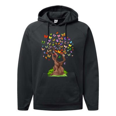 Butterflytree Beautiful Nature Lover Butterfly Performance Fleece Hoodie