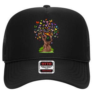 Butterflytree Beautiful Nature Lover Butterfly High Crown Mesh Back Trucker Hat