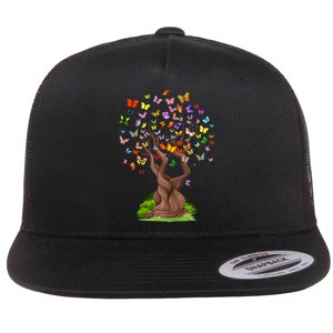 Butterflytree Beautiful Nature Lover Butterfly Flat Bill Trucker Hat