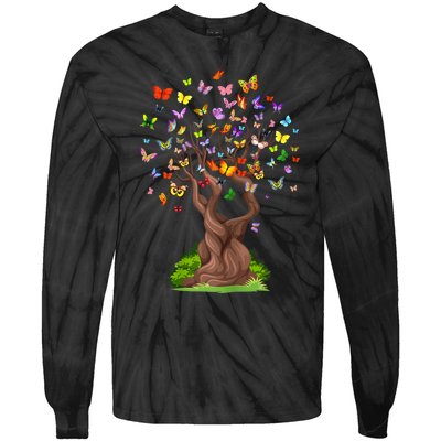 Butterflytree Beautiful Nature Lover Butterfly Tie-Dye Long Sleeve Shirt