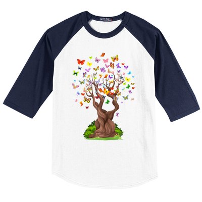 Butterflytree Beautiful Nature Lover Butterfly Baseball Sleeve Shirt