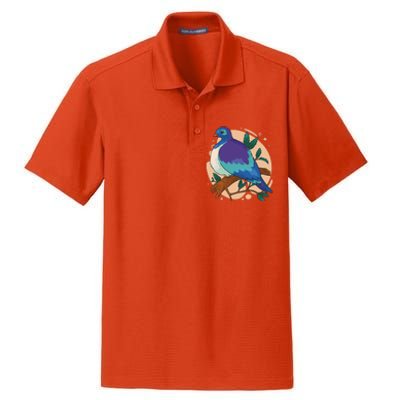 Blue Bird Nature Art Dry Zone Grid Polo