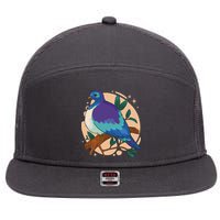 Blue Bird Nature Art 7 Panel Mesh Trucker Snapback Hat