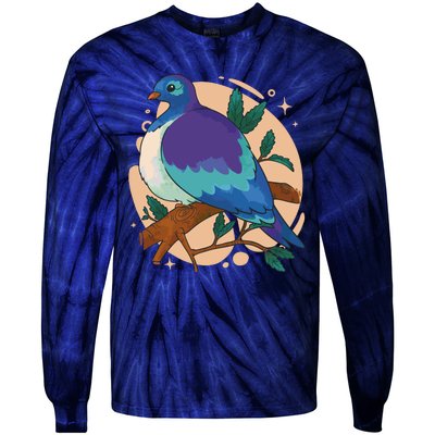 Blue Bird Nature Art Tie-Dye Long Sleeve Shirt