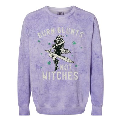 Burn Blunts Not Witches Funny Marijuana Weed Smoker Stoner Colorblast Crewneck Sweatshirt