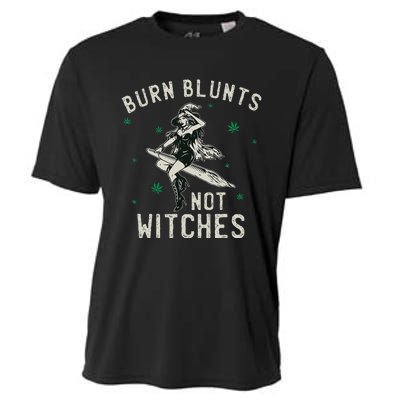 Burn Blunts Not Witches Funny Marijuana Weed Smoker Stoner Cooling Performance Crew T-Shirt